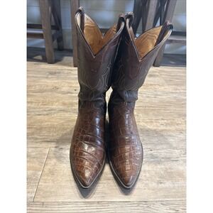 Authentic Vintage Justin American Alligator Belly cowboy Boots cognac sz 10 E